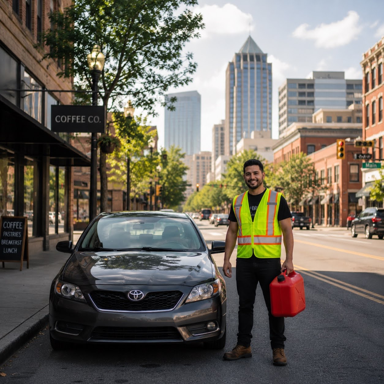 Roadside assistance technician at work